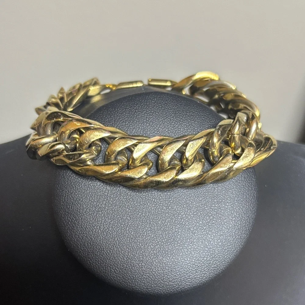 Chunky Stainless Steel Gold Tone Cuban Link Bracelet Unisex